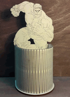 Living Hinge Hulk Pen Holder For Kids Laser Cut Free Vector File, Free Vectors File