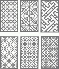 Living Room Lattice Separator Seamless Patterns Set Free DXF File