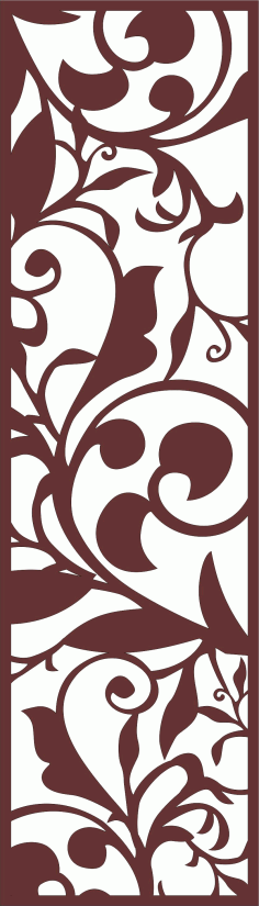 Living Room Screen Flower Floral Seamless Design For Laser Cutting Free DXF File, Free Vectors File