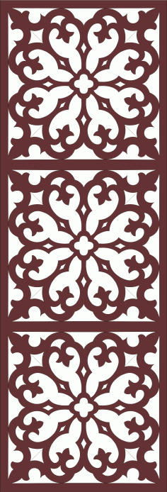 Living Room Seamless Floral Grill Design For Laser Cutting Free DXF File