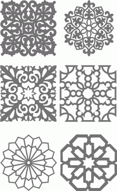 Living Room Seamless Jali Patterns Set For Laser Cut Free Vector File, Free Vectors File