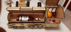 Locomotive Or Train Engine Wine Bottle Holder Gift Box For Laser Cut Free DXF File