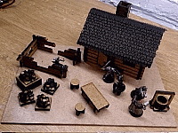 Log Cabin With Shingles Laser Cut Design Template Free DXF File
