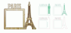 London Paris Photo Frame Laser Cut And Engraving Free Vector File