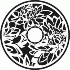 Lotus Clock Wall For Laser Cut Plasma Free Vector File
