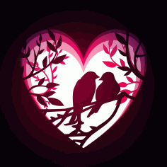 Love Birds Layered Decorfor Laser Cut Free DXF File, Free Vectors File