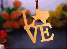 Love Texas Christmas Ornament Laser Cut Free Vector File