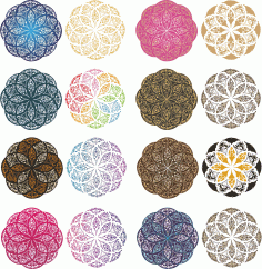 Mandala Color Set Ornament Free Vector File, Free Vectors File
