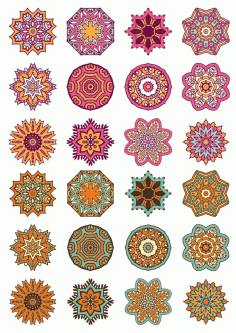 Mandala Ornaments Circles Vector Set Free Vector File
