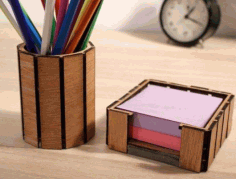 Memo Pad And Pen Holder Laser Cut Free Vector File