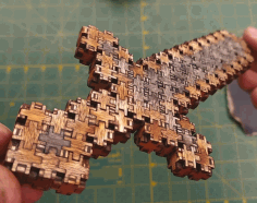 Minecraft Sword 3d Puzzle 3mm Plywood Piece Size 12x12mm For Laser Cut Free DXF File, Free Vectors File