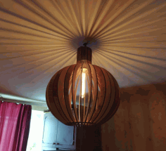 Modern Pendant Light Wooden Round Shape Pendant Lamp For Laser Cutting Free Vector File