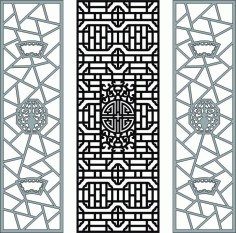 Modern Privacy Partition Indoor Panel Lattice Set Free DXF File
