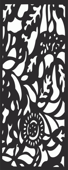 Modern Privacy Partition Indoor Panels Floral Lattice Stencil Room Divider Free DXF File