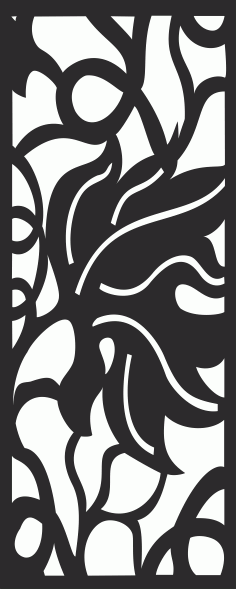 Modern Privacy Partition Indoor Panels Floral Lattice Stencil Room Divider Seamless Design Pattern Free DXF File