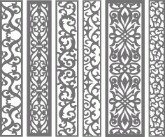 Modern Privacy Partition Indoor Panels Lattice Room Dividers Set Free DXF File