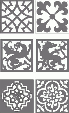 Modern Room Grill Dividers Panels Set For Laser Cut Free Vector File