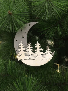 Moon Christmas Decoration Laser Cut Free Vector File