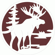 Moose Circular Design Pattern For Laser Cutting Free DXF File