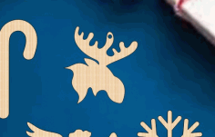 Moose Head Ornament Unfinished Craft Wood Holiday Decor Laser Cut Free Vector File