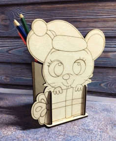 Mouse Pencil Holder Laser Cut Template Free Vector File