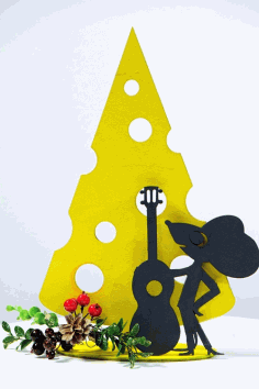 Mouse With Guitar Laser Cut Free Vector File