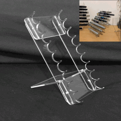 Nine Slot Pen Display Rack Laser Cutting Template Free DXF File
