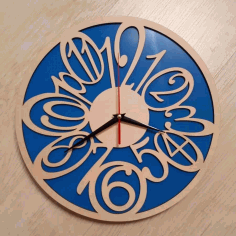 Numbers Pattern Wooden Wall Clock Laser Cut Free Vector File