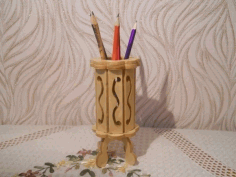 Octagonal Table Pencil Holder Stand Laser Cut Free Vector File