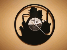 Orologio Vinile Clock Sax Chitarra Free DXF File