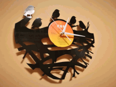 Orologio Vinile Clock Uccelli Su Ramo Free DXF File