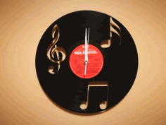 Orologio Vinile Note Musica Free DXF File