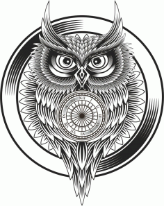 Owl Clock Ornament For Laser Cut Free Vector File