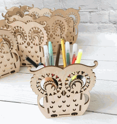 Owl Pen Holder For Laser Cutting Free Vector File