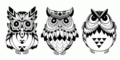 Owls For Laser Cut Free Vector File