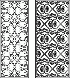 Panel Room Divider Seamless Floral Lattice Stencil Set For Laser Cut Free Vector File
