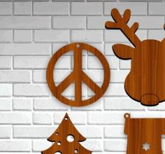 Peace Sign Christmas Ornament Laser Cut Free Vector File