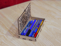 Pen Holder Template Wooden Pencil Box 3mm Laser Cut Free DXF File