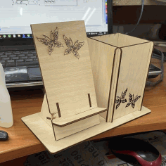 Pen Pencil Holder With Phone Stand Laser Cut Free Vector File