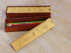 Pencil Box Template Kids Geometry Box 3mm Laser Cut Free DXF File