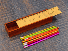 Pencil Box Wooden School Pencil Case Box With Sliding Lid 3mm Laser Cut Free Vector File, Free Vectors File