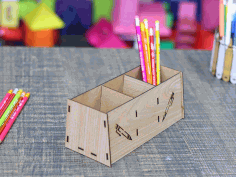 Pencil Box Wooden Simple Desk Organizer Storage Box 3mm Laser Cut Free DXF File