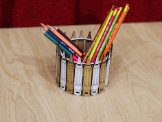Pencil Design Box Round Pen Holder For Kids 3mm Laser Cut Free DXF File