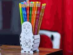Pencil Holder Matryoshka Doll Pen Box 3mm Laser Cut Free Vector File