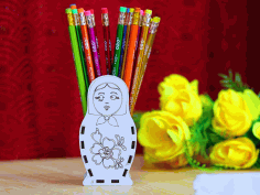 Pencil Holder Matryoshka Doll Pen Box 3mm Laser Cut Free DXF File