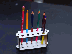 Pencil Holder Template 10 Pencils Stand 3mm Laser Cut Free DXF File