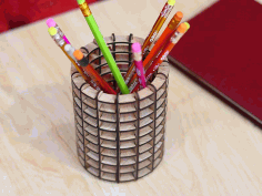Pencil Holder Template Round Shape Pen Box 3mm Laser Cut Free Vector File