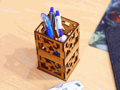 Pencil Holder Wooden Pen Organizer Pencil Box 3mm Laser Cut Free Vector File