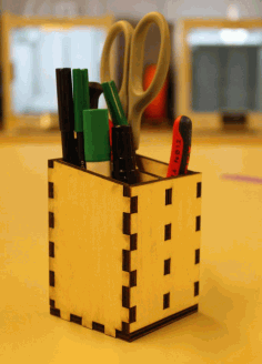 Pencil Organizer Cup For Countertop Desk Laser Cut Free DXF File