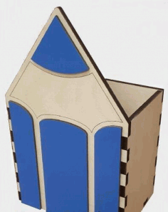 Pencil Shaped Pencil Holder For Desk Laser Cut Free Vector File